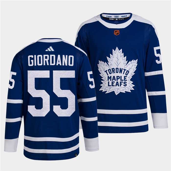 Men%27s Toronto Maple Leafs Black #55 Mark Giordano Blue 2022 Reverse Retro Stitched Jersey Dzhi->toronto maple leafs->NHL Jersey